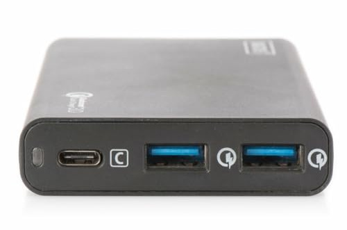 DIGITUS Universal Travel USB Charging Station/Reise Ladegerät, 40W, 2x USB A, 1x USB C, Quick Charge 3.0, 3 Netzkabel (EU/US/UK),schwarz