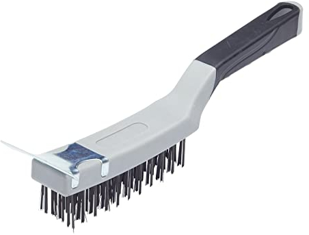 ProDec Brosse métallique/grattoir 275 mm 4 rangées de fils en acier haute densité nettoyage puissant bois, métal, maçonnerie, élimination de peinture, saletés, rouille, grilles, carreaux, briques