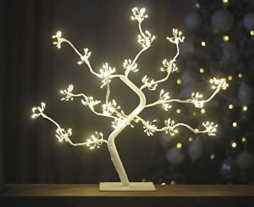 Marco Paul Christmas Twig tree white with warm led lights indoor Christmas decorations home decor twig tree with lights Halloween tree wedding decor outdoor decor (50cm)