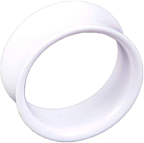 viva-adorno® 1 Stück Double Flared Flesh Tunnel Plug Tube Tunnel ohne Gewinde Kunststoff Acryl Größe 3-22mm UFT, Tunnel weiß 10mm