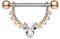 beyoutifulthings Brustwarzen-Piercing GROSSES Herz Intim-Piercing Brust-Piercing Edelstahl Roségold Clear Stab 1,6mm 12mm