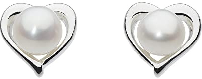 Dew Ohrstecker aus Sterlingsilber mit Süßwasserperle und kleinem Herz, 3653FP