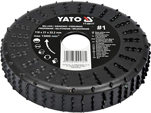 Yato YT-59177, Raspelscheibe D 118 x 22,2, Raspel stirnseitig/flächig, für Holz, Gipskarton