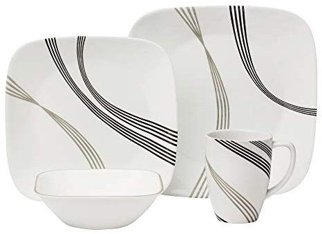 Corelle Boutique Square Urban Arc 16-Piece Dinnerware Set, Service for 4