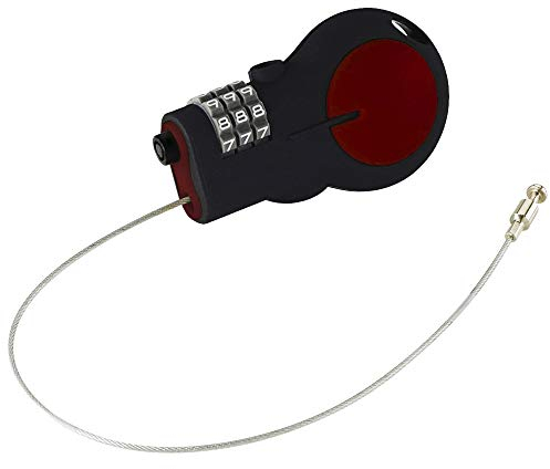 Lewis N. Clark LOC88RED TSA Approved Padlock & Bike Lock for Luggage + Travel, Set Your Combo w/30in Retractable Steel Cable, Red