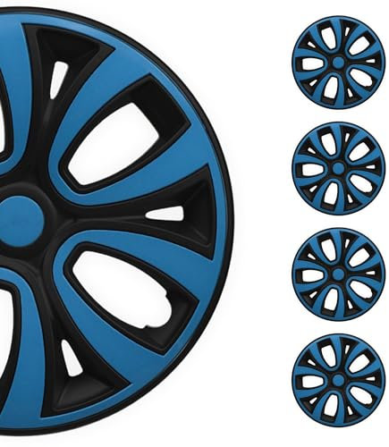 OMAC 4X Radkappen Radzierblenden Radblenden 15 Zoll Stahlfelgen Glänzend Schwarz-Blau