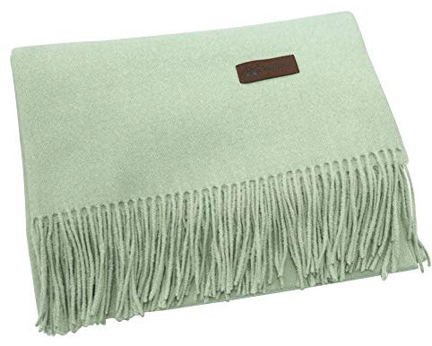 PB-SOAR Unisex XXL Einfarbiger Schal für Winter, Schals Winterschal Damenschal Halstuch Umschlagtuch Pashmina Stola mit Fransen (Mintgrün)