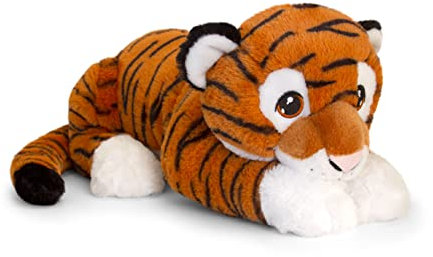 Keel Toys Keeleco SE6102 Plüschtier Tiger, ca. 45 cm, aus recycelten Materialien, Augen aufgestickt aus Baumwolle