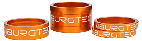 Burgtec Stem Spacer Kit - Orange/Mountain Bike MTB Part Match Component Lightweight Alloy Accessories Cycling Biking Cycle Trail Ride Style Race Downhill Freeride Dirt Jump Screw Spacer Headset Kit