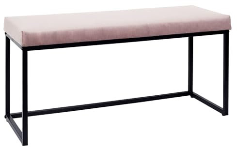 HOME DECO FACTORY HD6835 Sitzbank, Rosa Samt, Cotele, Metall – Eisen, Textil – Polyester Polsterung – Polyurethan, Rosenpulver, 100.00 x 39.00 x 49.00 cm