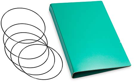 A5, revolutionäres, nachhaltiges X17-Konzept für Notizbuch Personal Organizer und Terminplaner/Hülle für 4 Hefte! Recyceltes Leder, türkis/grün, Made in Germany,17 Jahre Garantie*