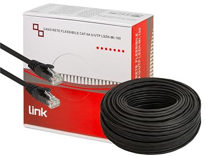 LINK LK6A100BL - Bobina cable red categoría 6A no apantallado UTP AWG24 Halogenfree flexible color negro MT.100, cable encabezado por ambos lados