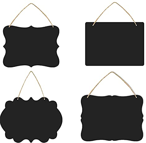 Egurs 4 pcs Kreidetafeln 23 * 17cm Kleine Tafel zum Aufhängen für Hochzeit Buffet Küche Garten,4 Verschiedene Formen