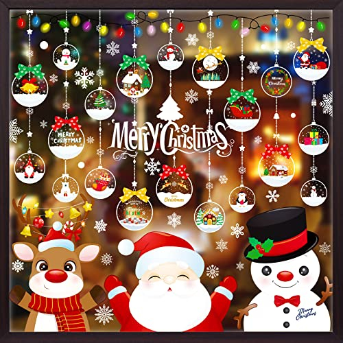 RMMD® Christmas Window Clings 10 Sheet Christmas Window Decorations Clings Christmas Window Stickers Decals for Glass Xmas Window Stickers Reusable Christmas Window Stickers Double Sided…