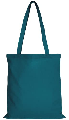 TEXXILLA Baumwolltasche - OEKO-TEX 100 zertifiziert | mit zwei langen Henkeln | 38x42cm | Jutebeutel | Einkaufstasche | unbedruckt, Farbe:petrol