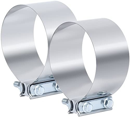 Vitonsbay 6.0 Inch Exhaust Clamp,6 Inch Butt Joint Exhaust Pipe Muffler Band Clamp Sleeve Coupler Stainless Steel(2Pcs)