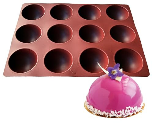 Maé Innovation Moule silicone 40x30cm - 12 dômes ø7,8x3,8cm - Antiadhésif - 100% Premium - Made in France