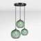 Suspension en Verre,Nordic 3 lumières Suspension Luminaire Rétro Suspension Lampe Lustre D'îlot de Cuisine Plafonnier Réglable en Hauteur pour Salle À Manger Cuisine(Vert) (3 Light)