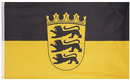 MUWO Flagge 16 deutsche Bundesländer + Mallorca 90 x 150 cm, doppelseitige Gartenflagge, wetterbeständige Fanflagge, Polyester Länderflagge Deutschland, mit Metallösen. (Baden-Württemberg)