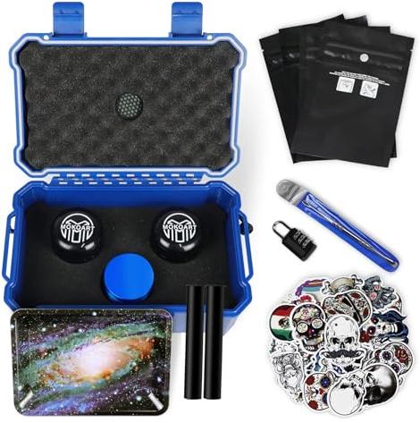 Blaue geruchsdichte Box – Aufbewahrungsbox aus ABS-Kunststoff mit Schloss – geruchsdichte wasserdichte Box Anzug für Reisen Aufbewahrungsbox geruchsdichte Humidorbox