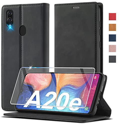 Ailicici Handyhülle für Samsung Galaxy A20e Hülle Leder [Mit A20e Schutzfolie]für Samsung Galaxy A20e Hülle Klappbar Leder Flip Wallet Stoßfeste Case Schutzhülle Klapphülle für Samsung A20e (5,8 Zoll)