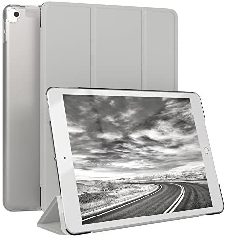 EAZY CASE - Coque de Protection Smartcase pour Tablette iPad 10,2 2019/2020/2021, étui de Type Flip avec Support, Fonction Sleep Wake Up, en Similicuir Gris