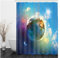 Whoiy Duschrollo Blau, Badegardinen 150X180cm Polyester Duschvorhang Tag und Nacht Der Erde Grün Lila für Badezimmer Badewanne