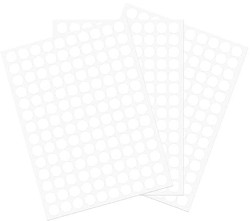 sourcing map 3 Sheet/420Pcs Screw Hole Cover Stickers, 12mm Dia PVC Self Adhesive Covers Caps Dustproof for Wood Furniture Cabinet Shelf Wardrobe, White