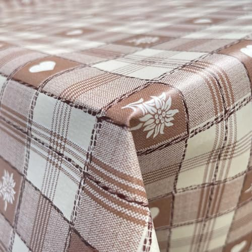 Discover Lifestyle & Fashion Fabrics Tischdecke, kariert, kariert, kariert, Designer-Tischdecke, abwischbar, rechteckig, PVC, Meterware, Braun