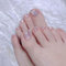 Short Length Toe False Nails, Cat Eye Design, Orange Pink, Glitter False Nails for Women and Girls, 24pcs