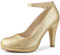 Allegra K Women's Round Toe Stiletto Heel Ankle Strap Court Shoe Gold 4.5 UK/Label Size 7 US