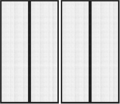 vidaXL 2x Türvorhang Insektenschutz mit Magnet Fliegengitter Tür Mückenschutz Magnetvorhang Balkontür Fliegennetz Schwarz 200x80cm