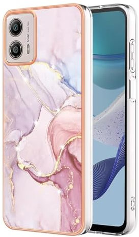 Dfjhure ffor Motorola Moto E14 Case Moto G24 / G04 Phone Case Glitter Phone Case Marble Design Case Thin Slim Soft TPU Silicone Shockproof Bumper Protective Rubber Phone Cover Case- Rose gold