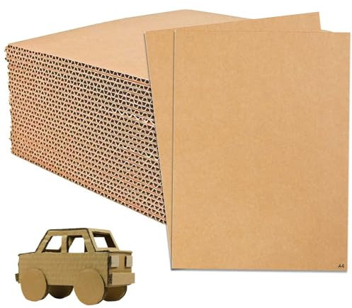 30 pezzi di cartone ondulato, formato A4 (210 x 297 mm), cartone ondulato spesso 3 mm, cartone ondulato per bricolage, grandi fogli di cartone per pittura, modellazione, artigianato
