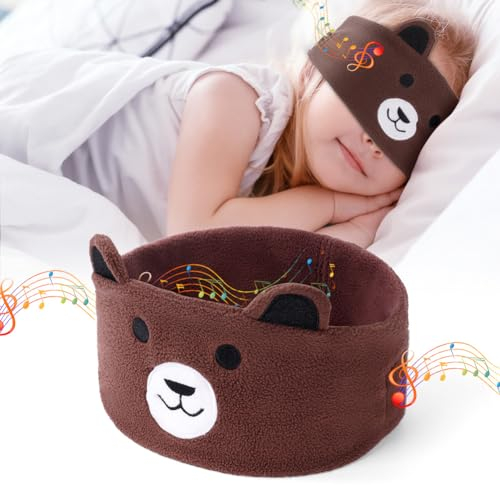 OFFCUP Bear Headband Headphones, Soft Bluetooth Headset, Hi-Fi Stereo Super Bass Music Headphones for Men Women Office Nap Travel Yoga Workout Meditation (Grey)