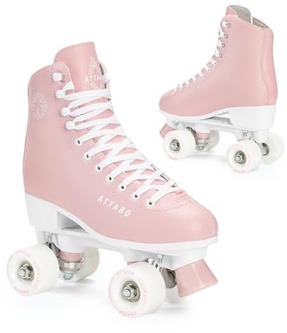 ATTABO Damen Rollschuhe Serena – verstellbar (37EU), Eco‑Leather Obermaterial, ABEC‑3 Lager, Aluminium‑Schiene, 54 × 32 mm PU‑82A Räder, Zehenschutz, TPU‑Bremse