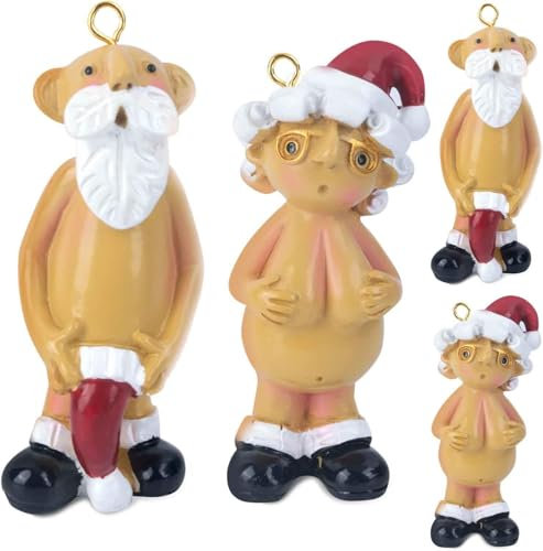 XUNIVERS 4pcs Weihnachtsdekoration, frecher Weihnachtsmann, Weihnachtsmann Harz Kleine Anhänger, Weihnachtsmann, Weihnachtsmann, dekorative Weihnachtsdekoration, Ornamente, Partygeschenke