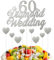 9 Stück Kuchendekorationen zum 60. Hochzeitstag Set, Kuchendekorationen für die Silber Hochzeit, Glitzernde Kuchendekoration zum 60. Jubiläumsfeier Partyzubehör