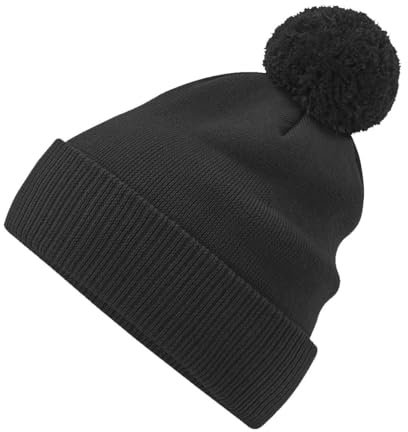 Roughtex Bommelmütze aus Bio-Baumwolle Vielseitige Wintermütze, mit Umschlag oder als Beanie tragbar Schwarz-Grau