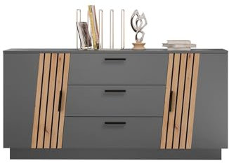 58 aufm Kessel Sideboard Jacky 160x44x80 Grau/Artisan Eiche 10303