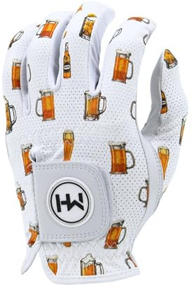MULLIGAN HOOLIGAN Beer Fore Golfhandschuh, Premium-Cabretta-Leder und Mesh, atmungsaktiv, feuchtigkeitsableitender Komfort, einzigartiges herausragendes Design für Damen und Herren, linke Hand rechts