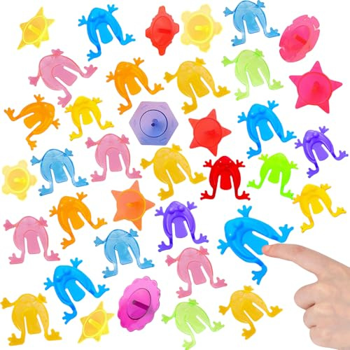 TenaLucy Rana Salta in Plastica - Giocattolo Dito con Trottole - Gadget Compleanno Bambini con Giochi da Salto (150 Pezzi)