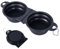 Cuenco plegable 2 en 1 para perros, doble cuenco de viaje para comida y agua, diseño moldeado, plegable 180° (negro)