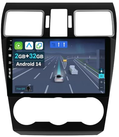 CADLEY Android 14 Autoradio für Subaru Forester/XV/WRX 2013-2018-mit Wireless Apple CarPlay|Android Auto|Mirror Link|GPS Navigation|Bluetooth 5.0|WiFi |USB|Navi|FM+Rückfahrkamera