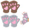 EUPSIIU 2 Stücke Damen Fingerlose Handschuhe, Dicken Plüsch Handschuh Finger handschue, Warmen Katze Claw Bear Pfote Plüsch Fäustlinge, Winter Fausthandschuh für Damen (Khaki, Grau, Einheitsgröße)