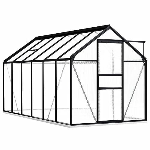Grande serra con telaio in alluminio e pannelli in policarbonato per giardino 190 x 370 x 202 cm 7,03 m²