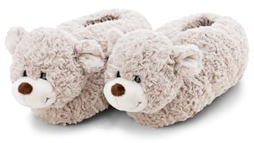 NICI- Zapatillas de Estar por casa en Forma de Oso Finni, Tallas 40-43 (L), Color Gris, de Peluche, cálidas, niñas, con diseño de Animal y Suela Antideslizante, 62333