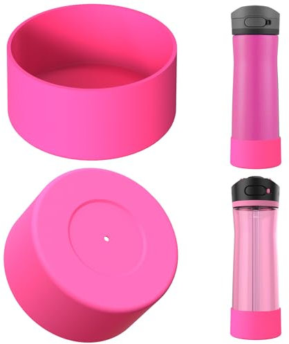 Linkidea Wasserflaschenschutz, kompatibel mit Contigo Jackson Chill 2.0 20 oz/24 oz, Cortland 24 oz, Rutschfester Flaschenbodenschutz aus Silikon, Flaschenstoßstange (2er-Pack) (Rosa)