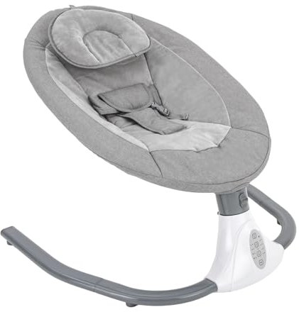 Altalena per bambini, Dondolo Bimbi Elettrico Pieghevole con Telecomando e Blueteeth, Zanzariera, 18 kg Max, per Neonati a 18 Mesi