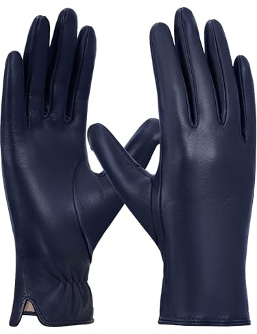 GSG SINCE 1998 Handschuhe Damen Leder Echtleder Gefüttert | Lederhandschuhe Damen aus chromfreiem Schafsleder mit Woll-/Fleecefutter, Touchscreen, ideal für Winter und Autofahren